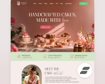 Cake Artist Showit Template Baker Showit Website Templates Bakery Sales Page Pastry Chef Site