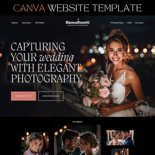 Photography Website Template Canva Photographer Website Boho Landing Page Template Wedding Photographer Canva Photography One Page Web Site
