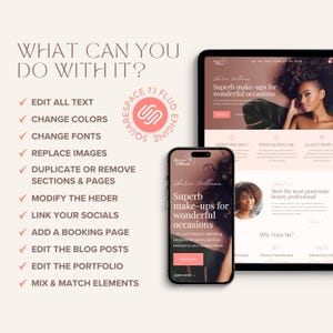 Squarespace-webbmall Skönhetssalong Squarespace för hudterapeut Rosa flersidig webbplats bild 6