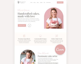 Cake Artist Website Canva Template Baker Canva Pastry Chef Multi Page Bakery Full Site