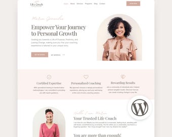 Tema de WordPress para coaching, sitio web completo para terapeutas, plantilla de WordPress para coach de vida, blog editable de WordPress.