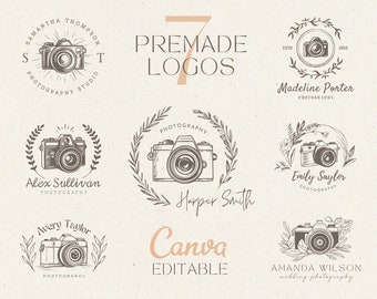 7 Photography Logo Designs, Premade Camera Logo, Editable Photography Logo, Canva Watermark Logo Designing, DIY Logo Designs, HandDrawn Logo