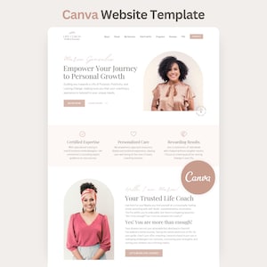 Therapist Canva Website Life Coach Canva Template Coaching Web Site Editable Landing Page Pink