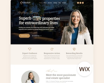 Real Estate Wix Template Editable Realtor Wix Website Boho Agent Portfolio Landing Page Blog