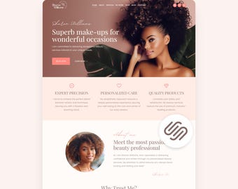 Squarespace Website Template Beauty Salon Squarespace for Esthetician Pink Multi Page Web Site