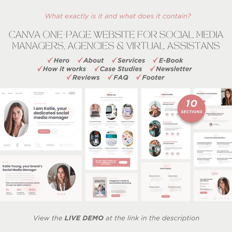 Virtual Assistant Canva Website Template Editable Social Media Website ...