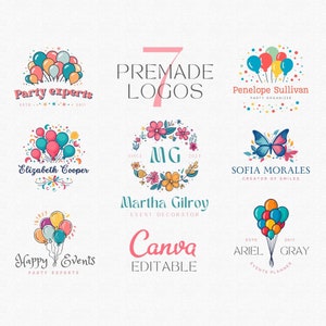 Logotipos para decoração de festas: designs pré-fabricados para organizadores de eventos no Canva (faça você mesmo)