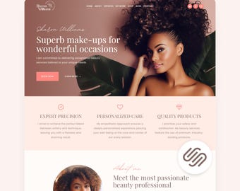 Squarespace Website Template Beauty Salon Squarespace for Esthetician Pink Multi Page Web Site