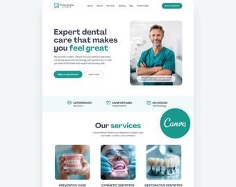 Dentist Website Template Canva Website for Dental Clinic Blue Medical Full Site Family Practice