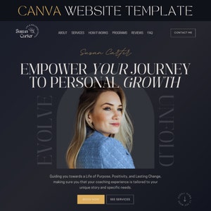 Coaching Website Template Canva Template for Life Coach Boho Landing Page Therapist Web Site