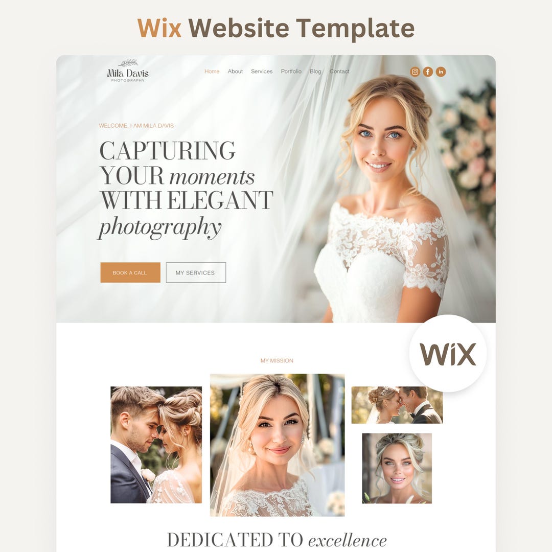 Editable Wedding Photography Website Wix Template for Photographer ...