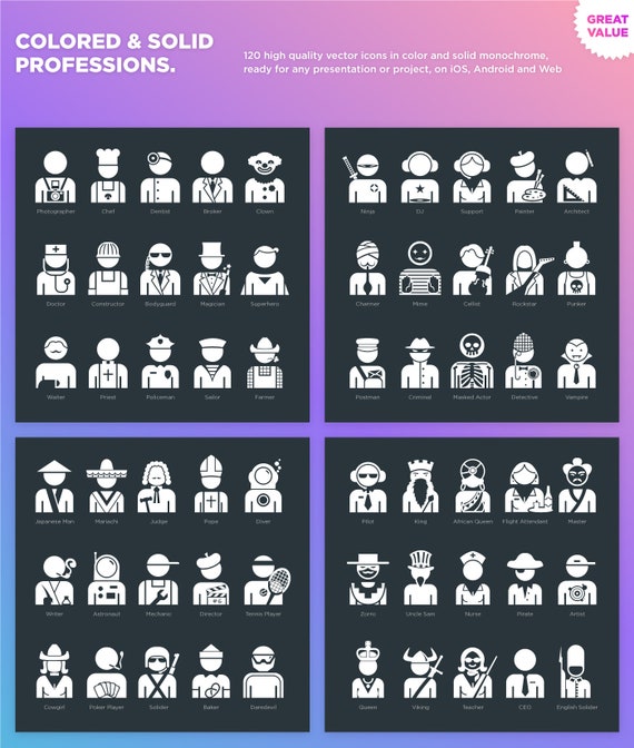 Download Free Professions Icons Job Icons Work Icons Color Icons Etsy SVG Cut Files
