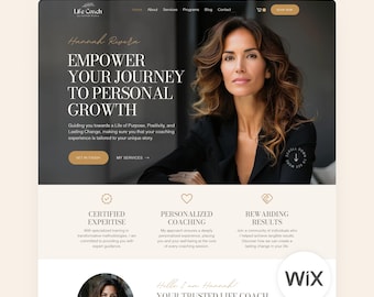 Life Coach Wix Template for Therapist Full Website Wix Coaching Web Site Boho Editable