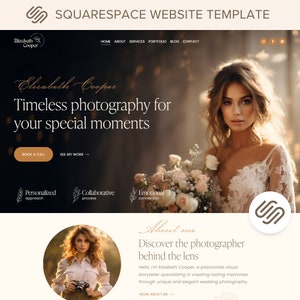 Squarespace Template for Photographers Boho Wedding Photography Website Editable Web Site DIY Square Space