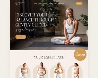 Yoga Website Template Teacher Canva Template DIY Multi Page Studio Full Web Site Editable