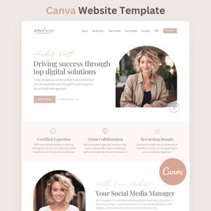 Modello di sito Web per social media manager Canva Sito Web di una pagina Assistente virtuale fai da te Marketing digitale