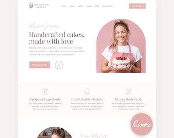 Cake Artist Website Canva Template Baker Canva Pastry Chef Multi Page Bakery Full Site