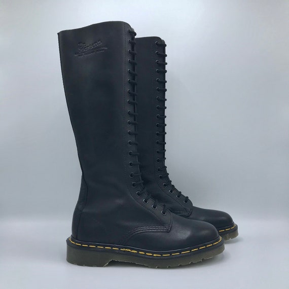 Vintage Dr. Martens Doc Black Soft Leather 20 Eye