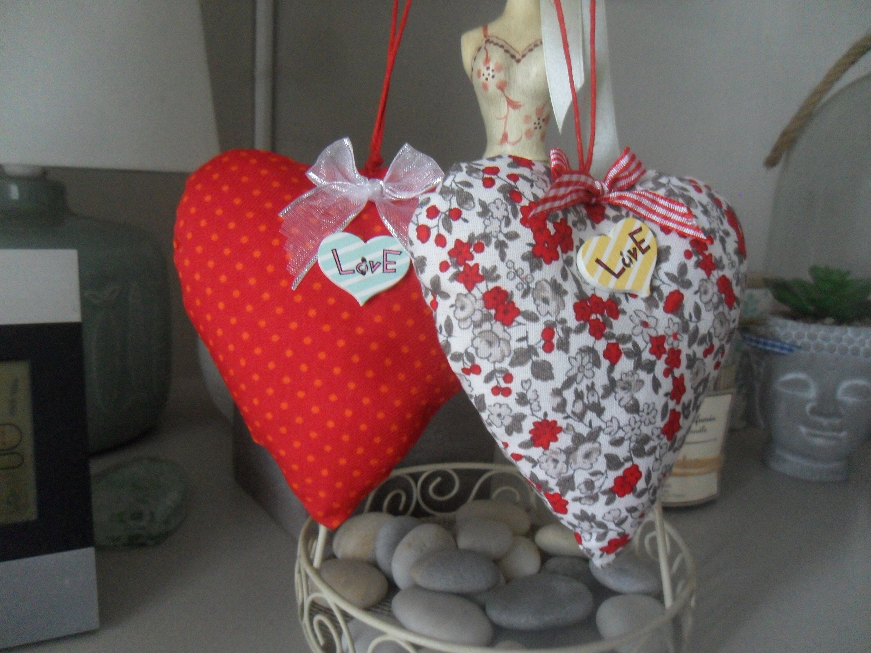 Lot 2 Coeurs en Tissu