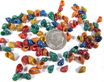 Tiny dyed Pheasant seashells ((40+) 1/4" mini colorful snails, crafts