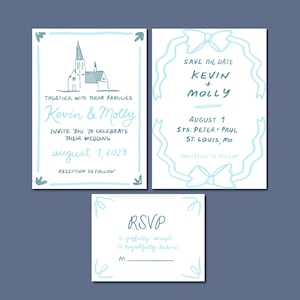 Custom Wedding Invitation, Save The Date, & RSVP SET Bundle - Digital Download | Handmade, Hand Painted, Illustrated Wedding Suite Download