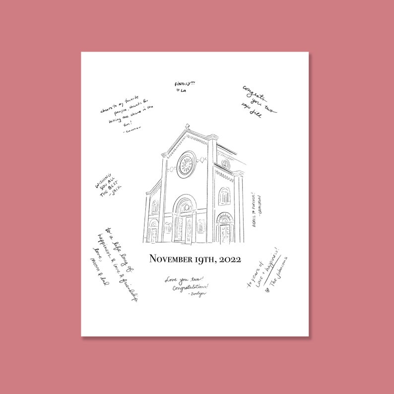 Custom Wedding Venue Illustration for for Print / Poster or Framed ...