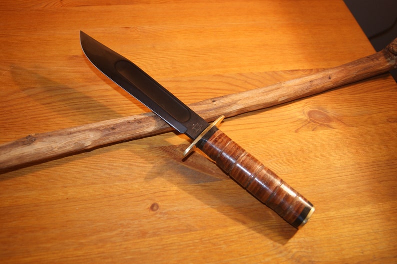 Israeli Survival Knife Blackened 1085 Carbon Steel Blade With Etsy