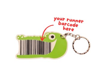 Custom Crocodile barcode keyrings for Free 5k Run Events