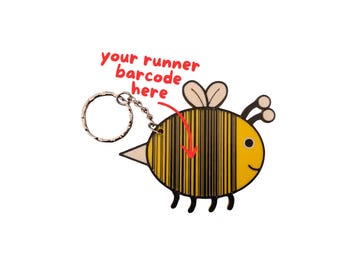 Custom Bee barcode keyrings for Free 5k Run Events