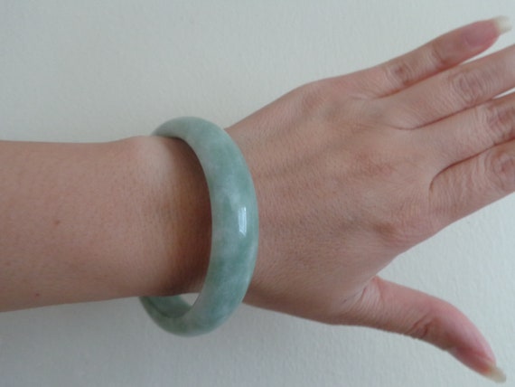 vantage light green jade bangle real jade untreat… - image 5