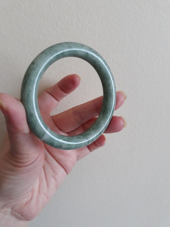 vantage light green jade bangle real jade untreat… - image 8