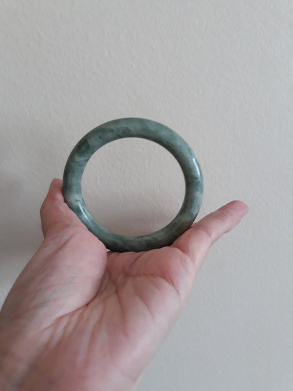 vantage light green jade bangle real jade untreat… - image 7