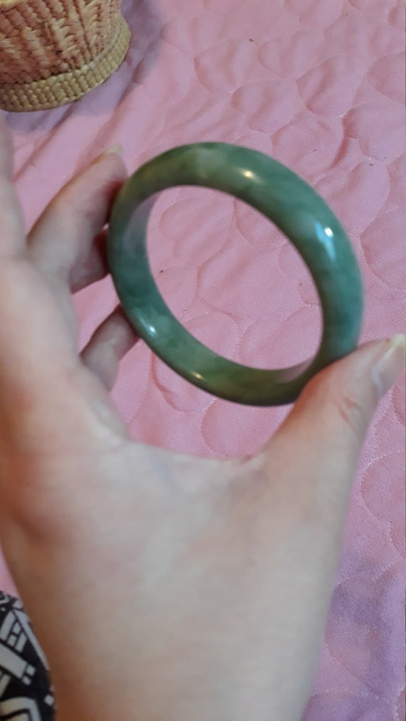 vantage light green jade bangle real jade untreat… - image 3