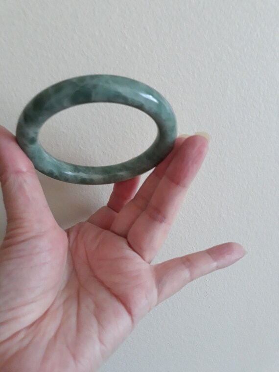 vantage light green jade bangle real jade untreat… - image 6