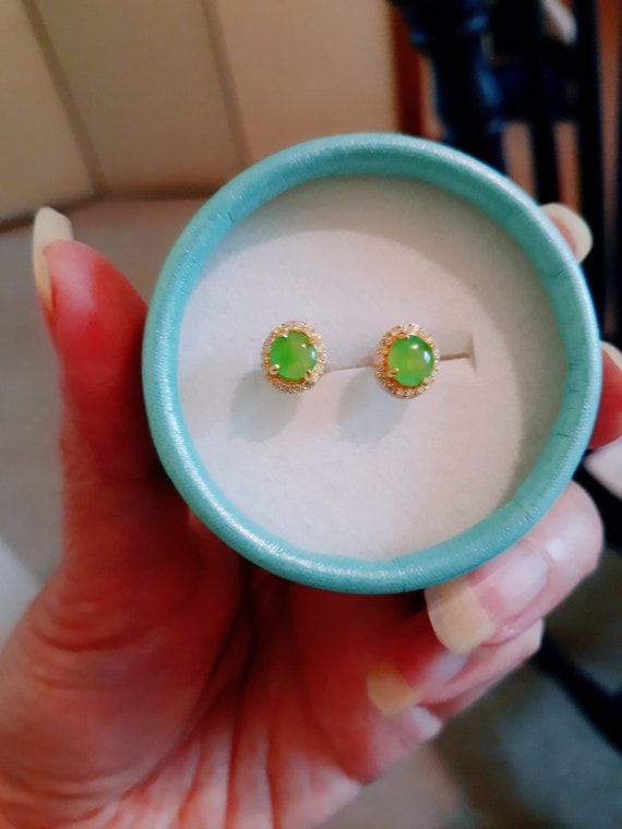 Sold out Jade stud earrings jade stud.icy jade ea… - image 1