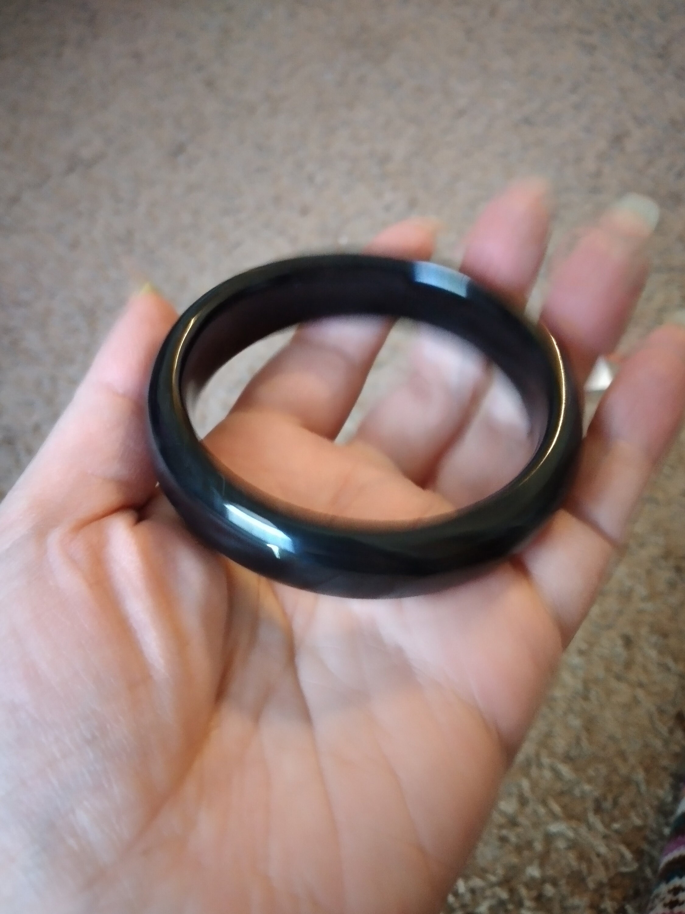 Black jade bangle real jade untreated undyed jade bangle solid Etsy