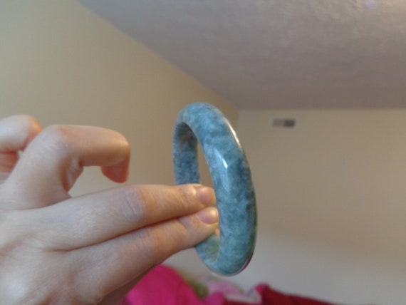 Jadeite Jade Bangle Grey and Dark Green jade bang… - image 6