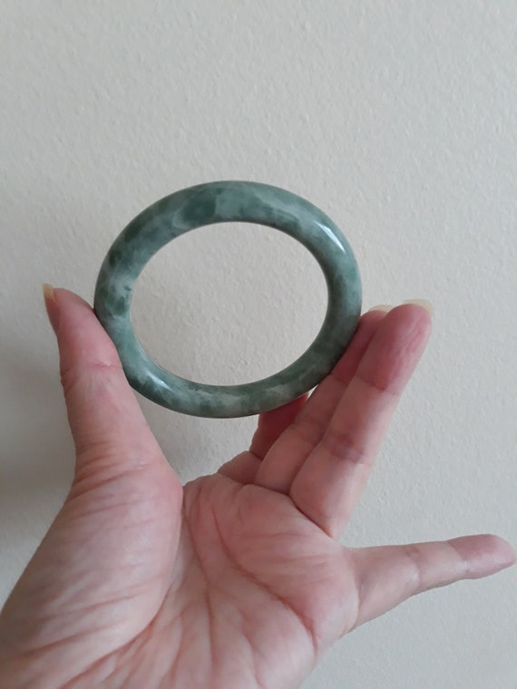 vantage light green jade bangle real jade untreat… - image 4