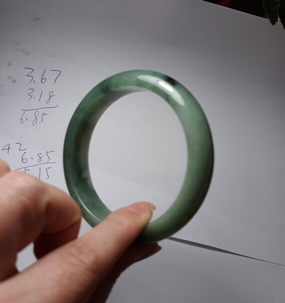 Jadeite Jade Bangle Grey and Dark Green jade bang… - image 1