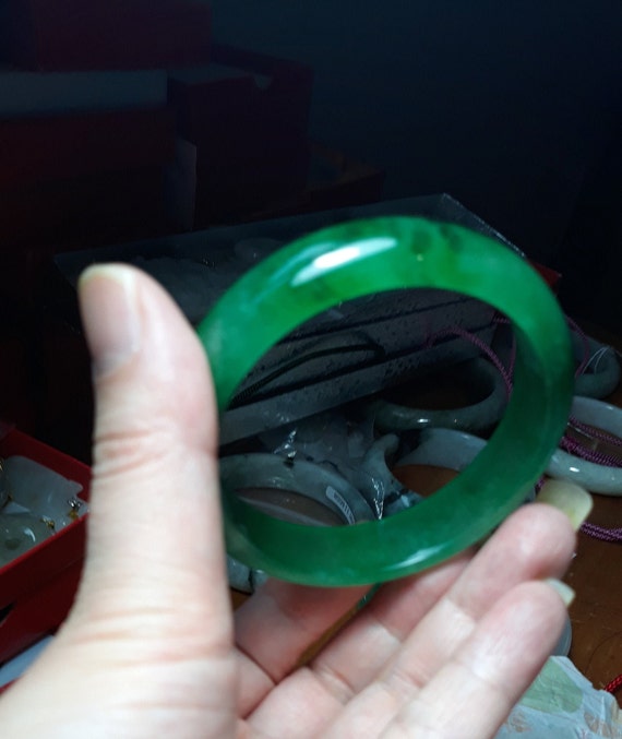 Emerald jade bangle, green jade bangle