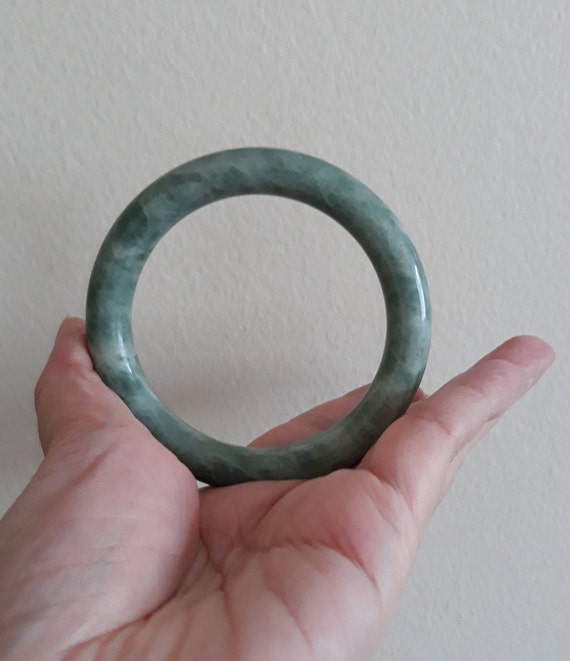 vantage light green jade bangle real jade untreat… - image 1