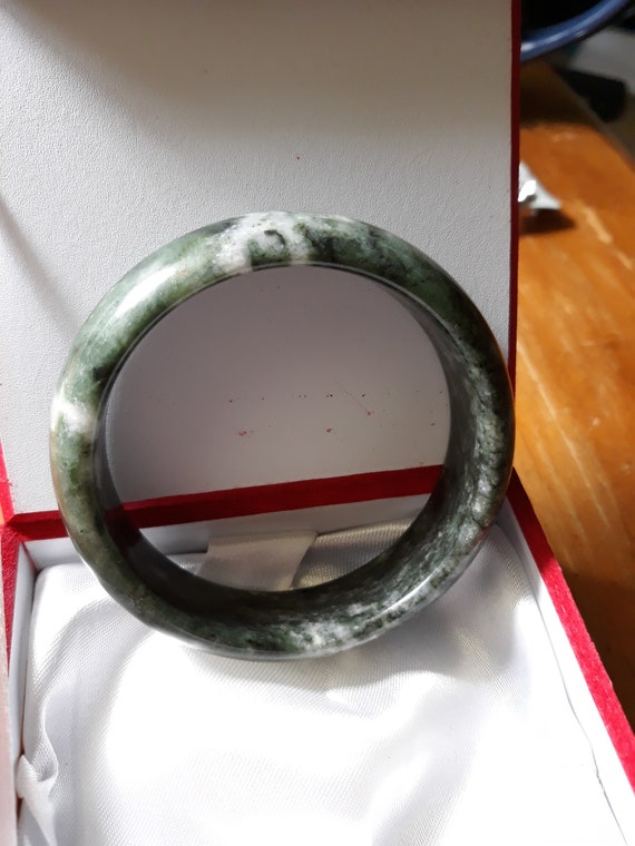 green jade bangle real jade untreated undyed jade… - image 2