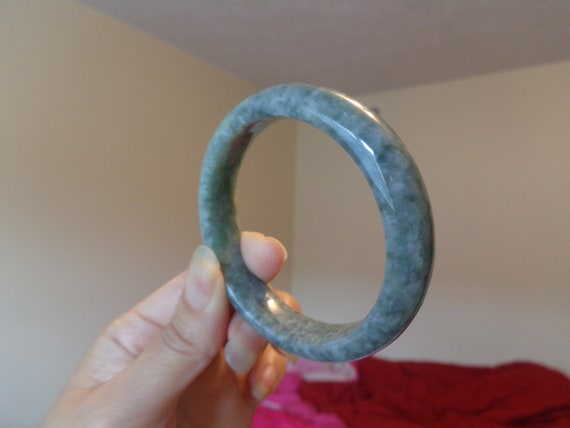 Jadeite Jade Bangle Grey and Dark Green jade bang… - image 8