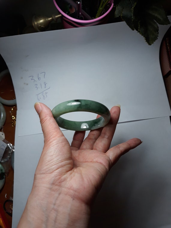 Jadeite Jade Bangle Grey and Dark Green jade bang… - image 6