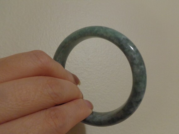 Jadeite Jade Bangle Grey and Dark Green jade bang… - image 5