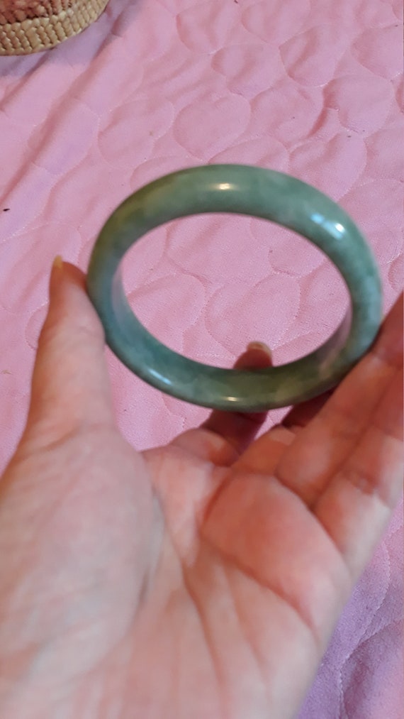 vantage light green jade bangle real jade untreat… - image 4