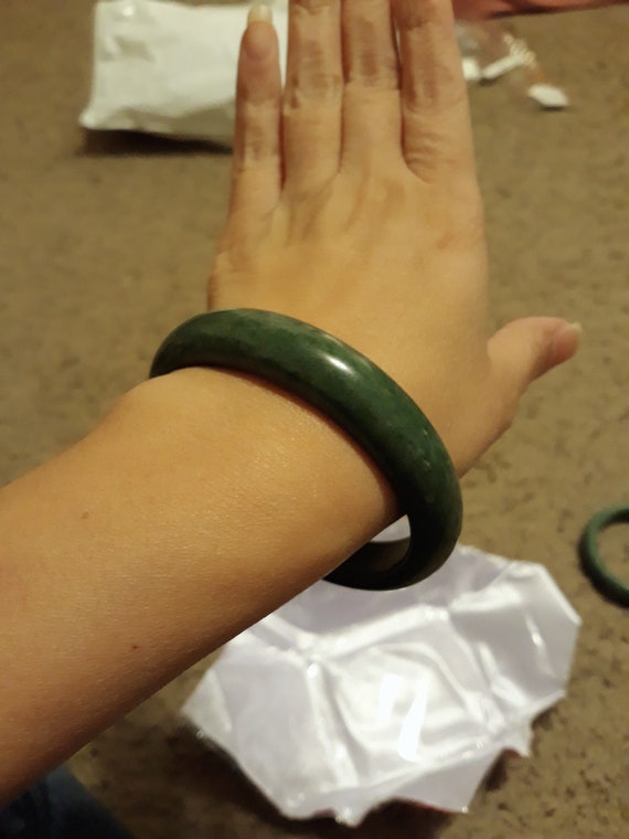 green jade bangle real jade untreated undyed jade… - image 1