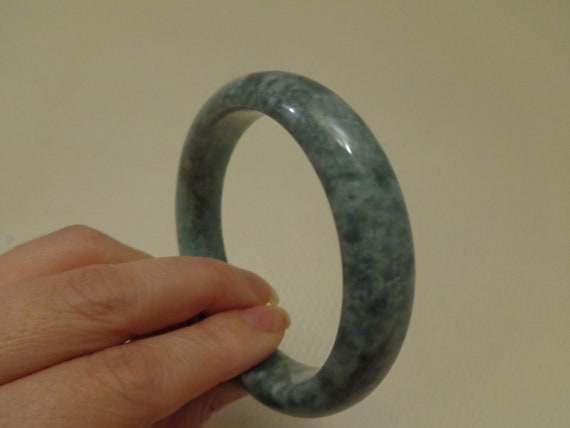 Jadeite Jade Bangle Grey and Dark Green jade bang… - image 3