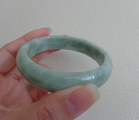 vantage light green jade bangle real jade untreat… - image 4