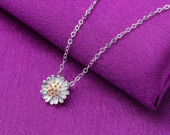 Sunflowr necklace Sterling Silver, Sunflower necklace Bridesmaid Jewelry, Sunflower Jewelry, Summer Jewelry, Sun Flower